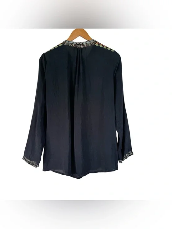 Johnny Was Women’s heavily embroidered  Peacock Sable tunic Cupra Rayon Small - Picture 2 of 6